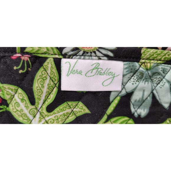 Vera Bradley Wallet‎ Green Black Botanical Tri Fold Clutch Retired Quilted - Picture 4 of 9